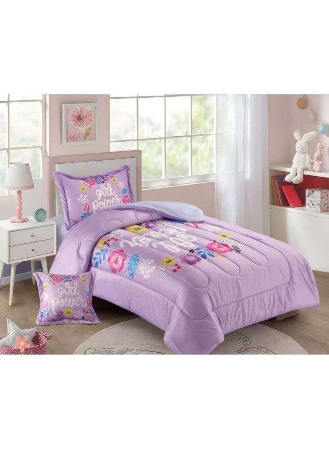 سمارت هوم مفرش سرير أطفال شتوي فخم 4 قطع وجهين مخمل وفرو ناعم بتصميم عصري ومريح – طقم مفارش سرير دافئ  مناسب لغرف الأولاد والبنات – مفرش شتوي فخم للمنزل أو الهدايا – المقاس 170×230 سم ( المفرش بحشوة ) - Image 1