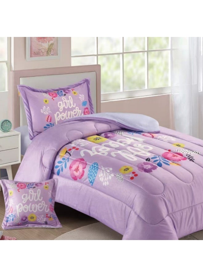 سمارت هوم مفرش سرير أطفال شتوي فخم 4 قطع وجهين مخمل وفرو ناعم بتصميم عصري ومريح – طقم مفارش سرير دافئ  مناسب لغرف الأولاد والبنات – مفرش شتوي فخم للمنزل أو الهدايا – المقاس 170×230 سم ( المفرش بحشوة ) - Image 2