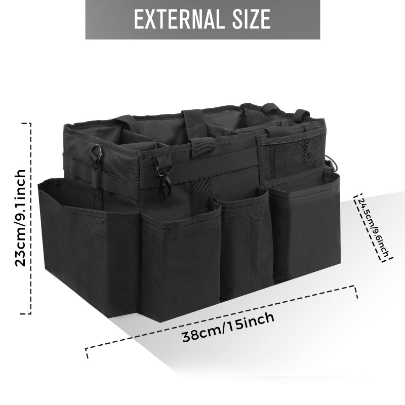 SCAVATA Wearable Cleaning Caddy Organizer with Handle & Shoulder Straps for Housekeepers, Under Sink & Car Cleaning Tool Organizer Bag with 4 Foldable Dividers (Black) - Image 5