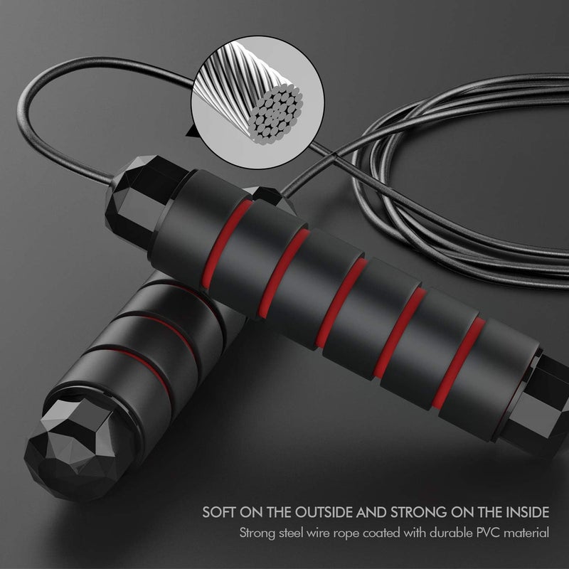 RHYNOFIT Jump Rope - Tangle-Free Rapid Speed Jumping Rope Cable with Ball Bearings for Women, Men, and Kids, Adjustable Steel Jump Rope Workout with Foam Handles for Fitness, Home Exercise & Slim Body - Image 3