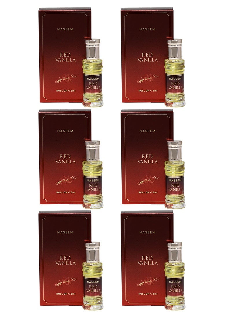 Red Vanilla Perfume Oil Roll-On for Women - 6ml (Pack of 6)