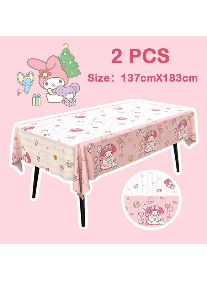 2 PCS Melody pattern disposable waterproof birthday tablecloth party supplies decorative tablecloth (size: 137cm*183cm)  - Image 2