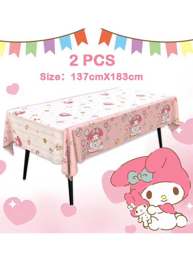 2 PCS Melody pattern disposable waterproof birthday tablecloth party supplies decorative tablecloth (size: 137cm*183cm)  - Image 1