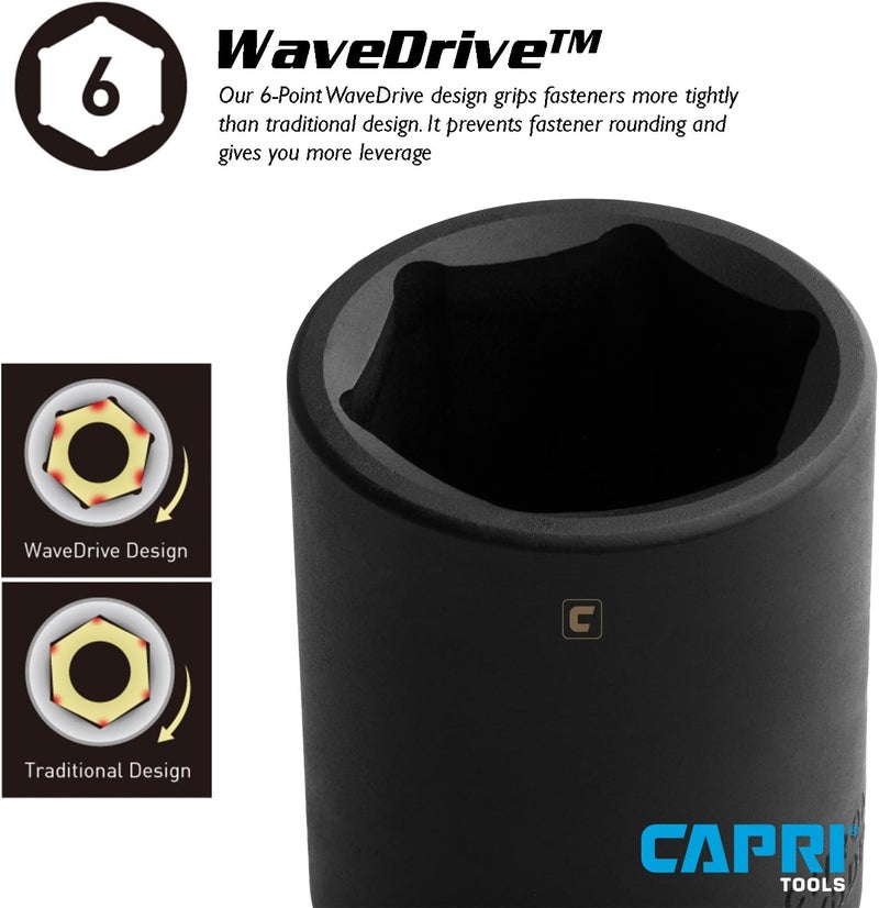 Capri Tools Shallow Impact Socket, 3/8-Inch Drive, 6-Point, SAE (1-Inch) - Image 2