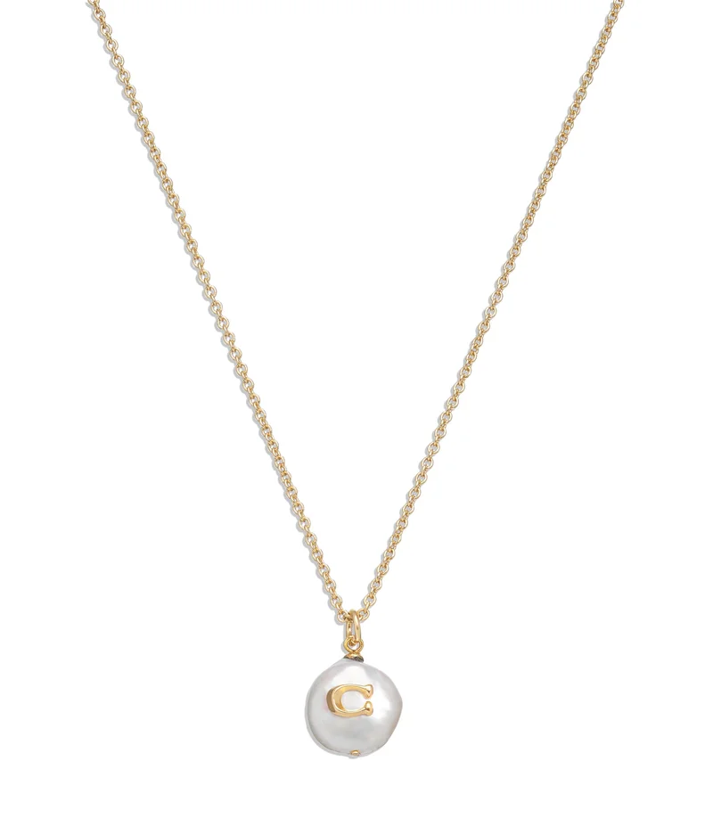COACH Signature Coin Pearl Pendant Necklace