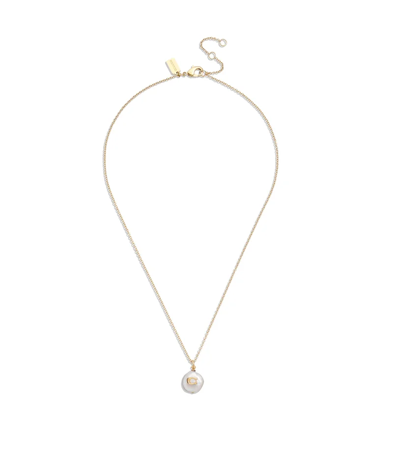 COACH Signature Coin Pearl Pendant Necklace