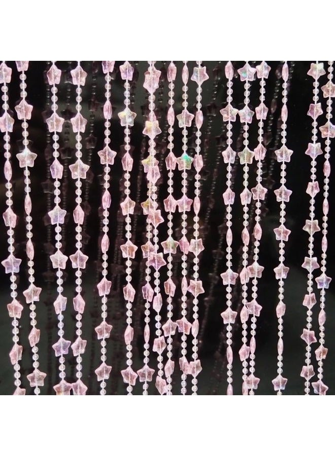 ave split Beaded Curtain Doorways Star Acrylic Hanging Door Beads String Curtains Tassel Room Divider Screen Decor for Doorway Window Living Room Wedding 049Star (Pink Star) - Image 1