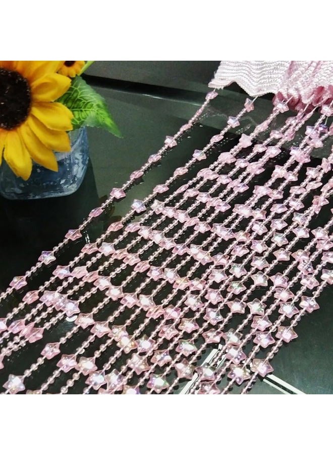 ave split Beaded Curtain Doorways Star Acrylic Hanging Door Beads String Curtains Tassel Room Divider Screen Decor for Doorway Window Living Room Wedding 049Star (Pink Star) - Image 3