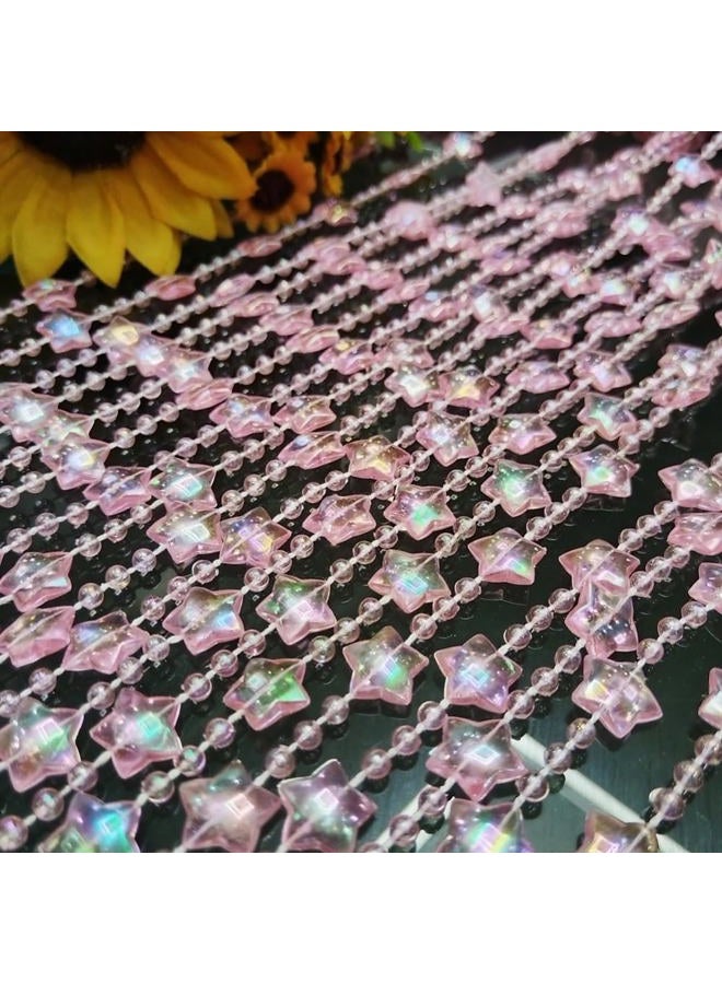 ave split Beaded Curtain Doorways Star Acrylic Hanging Door Beads String Curtains Tassel Room Divider Screen Decor for Doorway Window Living Room Wedding 049Star (Pink Star) - Image 4