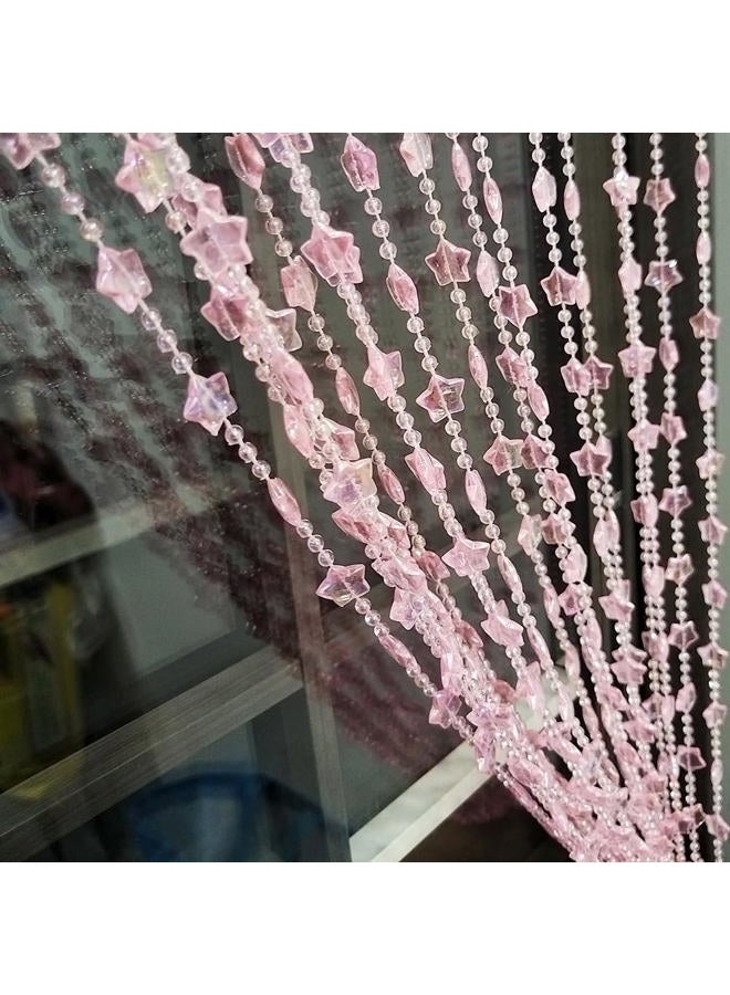 ave split Beaded Curtain Doorways Star Acrylic Hanging Door Beads String Curtains Tassel Room Divider Screen Decor for Doorway Window Living Room Wedding 049Star (Pink Star) - Image 5