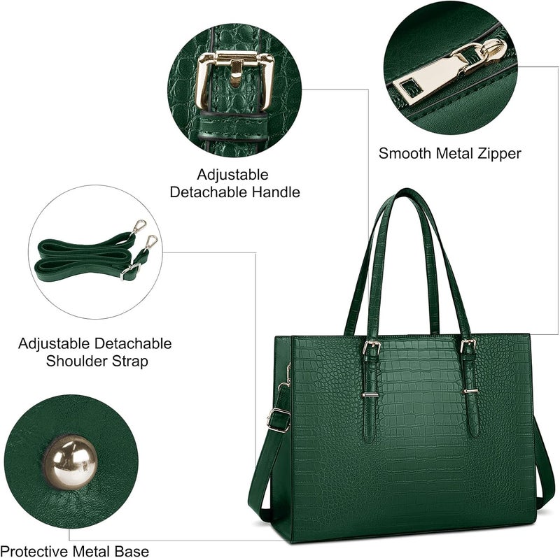 Lubardy Laptop Bag for Women 15.6 inch Laptop Tote Bag Leather Classy Computer Briefcase - Image 3