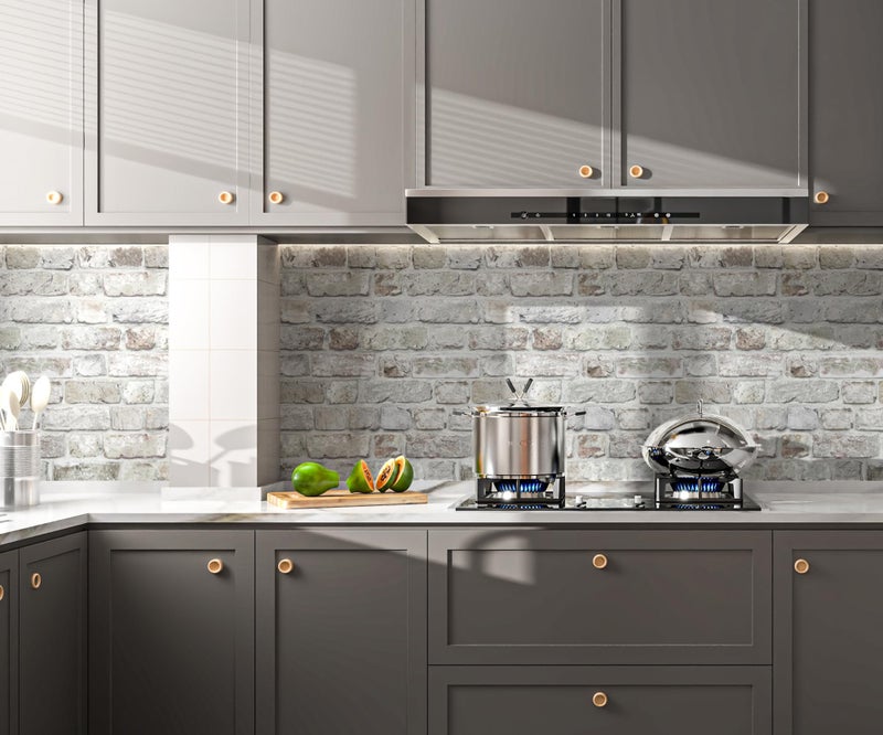 Naphite Gray Brick Wallpaper Peel and Stick 3D Faux Brick Contact Paper for Walls Grey White Self Adhesive Textured Removable Wallpaper Fireplace Kitchen Backspash Waterproof Bathroom 78.7inL 17.3inW - Image 4
