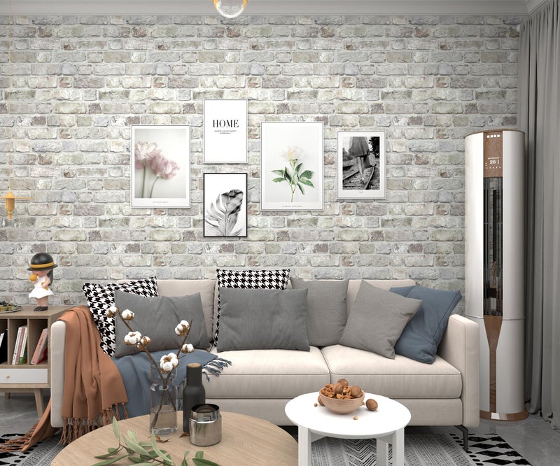 Naphite Gray Brick Wallpaper Peel and Stick 3D Faux Brick Contact Paper for Walls Grey White Self Adhesive Textured Removable Wallpaper Fireplace Kitchen Backspash Waterproof Bathroom 78.7inL 17.3inW - Image 3