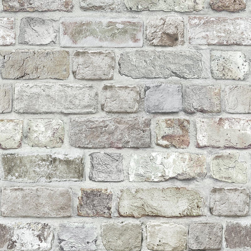 Naphite Gray Brick Wallpaper Peel and Stick 3D Faux Brick Contact Paper for Walls Grey White Self Adhesive Textured Removable Wallpaper Fireplace Kitchen Backspash Waterproof Bathroom 78.7inL 17.3inW - Image 1