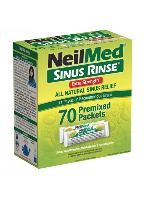 NeilMed's Sinus Rinse Extra Strength Pre-Mixed Hypertonic Packets-for Sinus Relief, 70 Count Box (Pack of 2)