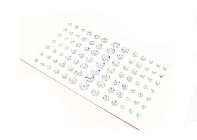 UPSTORE 91PCS 5MM/8MM/10MM/12MM Shining Self Adhesive Craft Jewels Flatback Rhinestone Crystal Gems Stickers Eyebrow Eyeshadow Body Eyes Nails Glitter Sticker for Makeup Nightclub Stage Show (Silver) - Image 1