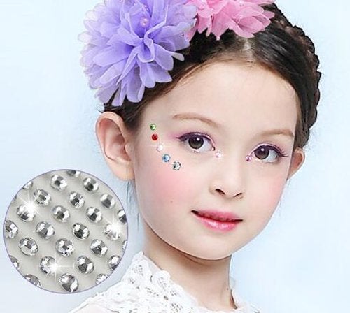 UPSTORE 91PCS 5MM/8MM/10MM/12MM Shining Self Adhesive Craft Jewels Flatback Rhinestone Crystal Gems Stickers Eyebrow Eyeshadow Body Eyes Nails Glitter Sticker for Makeup Nightclub Stage Show (Silver) - Image 3