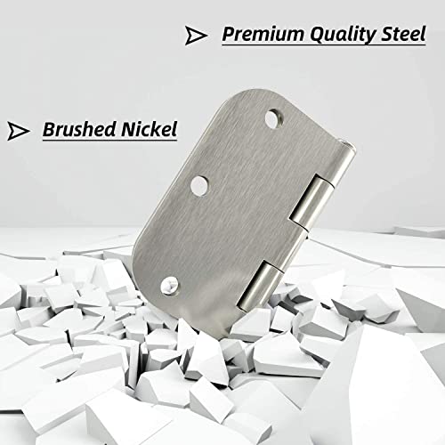 HOSOM 36 Pack Door Hinges Brushed Nickel, Interior Door Hinges 3.5 x 3.5 inch, 5/8 Radius, 3 1/2 Interior Door Hinge Satin Nickel, 3 ½"x 3 ½" Silver Hardware - Image 4
