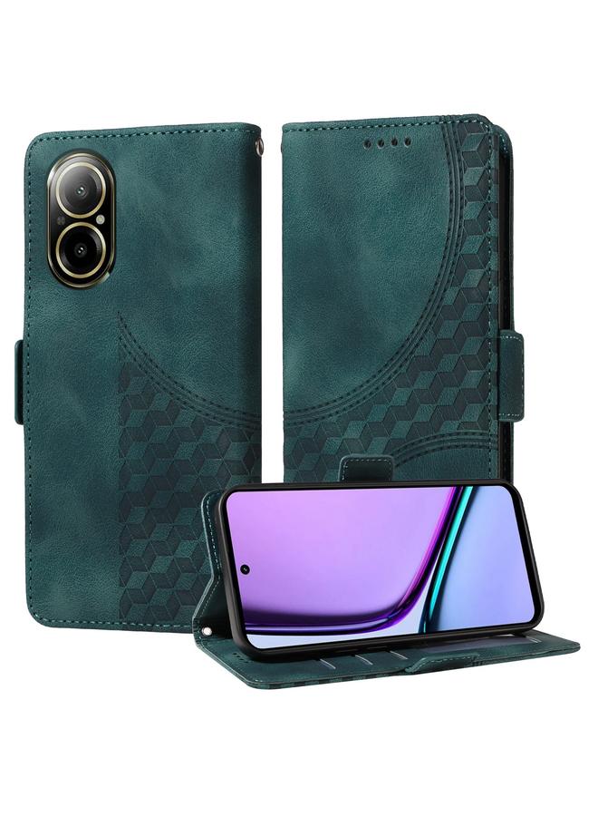 اس-توب جراب هاتف Realme C67 4G Global من الجلد المنقوش على شكل معين مرصع بالنجوم - Image 1