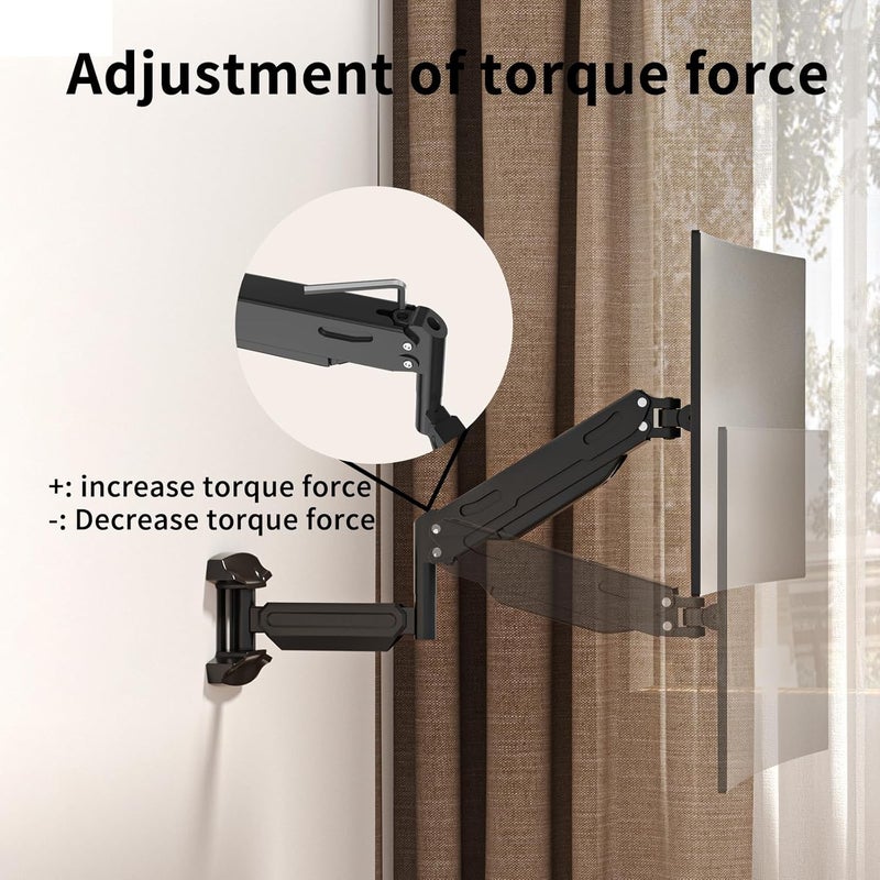 سوبتيكس حامل حائط أحادي الذراع مزود بزنبرك غازي من Suptek لشاشات 13-32 بوصة - ذراع قابل للتعديل كامل الحركة يتحمل حتى 22 رطلاً، متوافق مع حامل VESA 75x75/100x100 مم لشاشات الكمبيوتر وشاشات LCD - Image 4