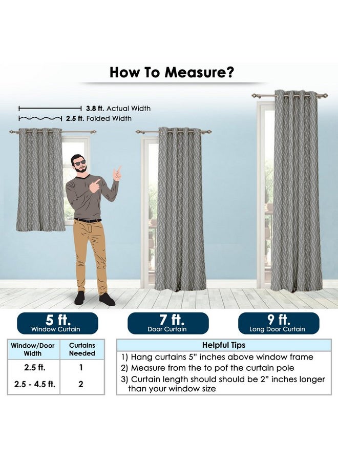 Story@Home Story@Home Blackout Door Curtains 7 Feet Set of 1 | 90% Room Darkening | Curvy Line Dot Printed | Thermal Insulated Curtains | Curtains for Living Room | (116 x 215 cm, Grey) | Perfect for Home Decor  - Image 2