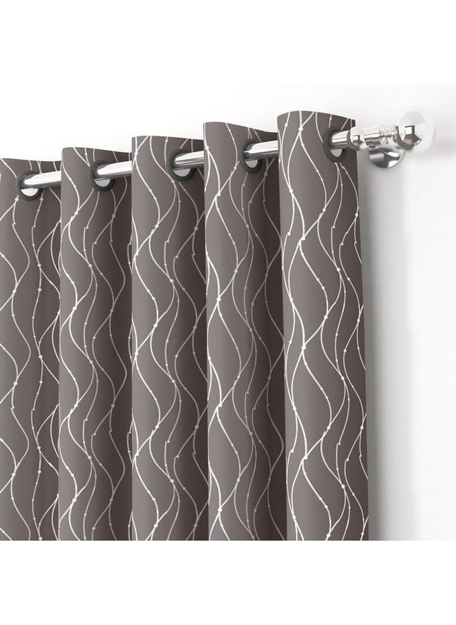 Story@Home Story@Home Blackout Door Curtains 7 Feet Set of 1 | 90% Room Darkening | Curvy Line Dot Printed | Thermal Insulated Curtains | Curtains for Living Room | (116 x 215 cm, Grey) | Perfect for Home Decor  - Image 5