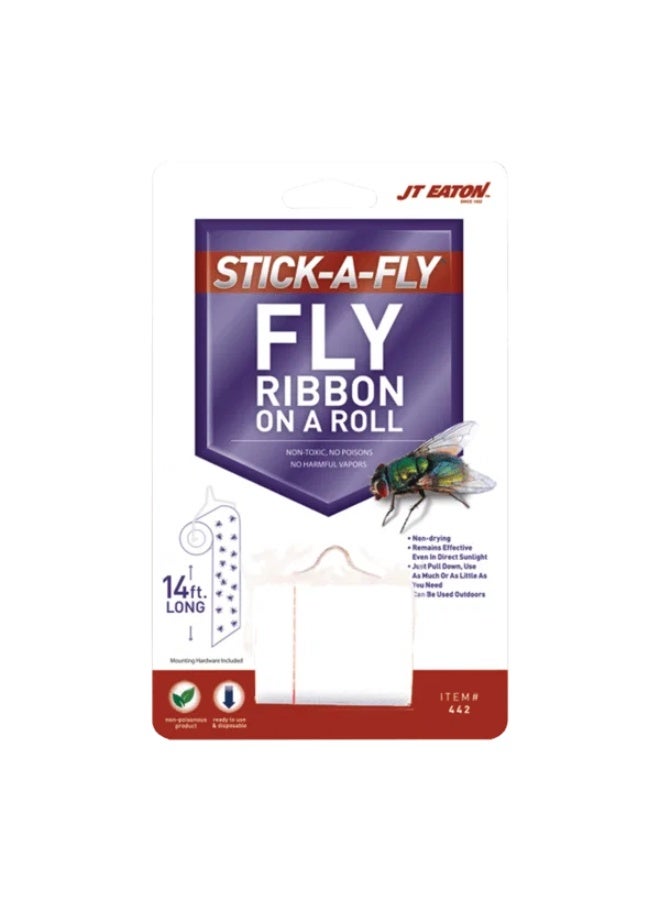 Sticky Fly Ribbon On A Roll Clear White 14ft - Image 1