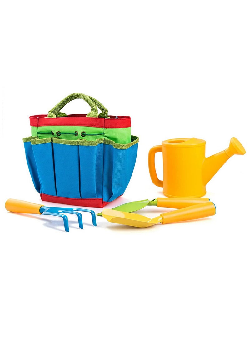 Generic 5PCS Kids Gardening Tools Set Child-Safe Garden Toy Kit with Watering Can, Shovel, Rake, Trowel & Carry Bag Outdoor Educational Toys for Toddlers Ages 3+ for Beach, Sand, Planting & Nature Exploration  - Image 2