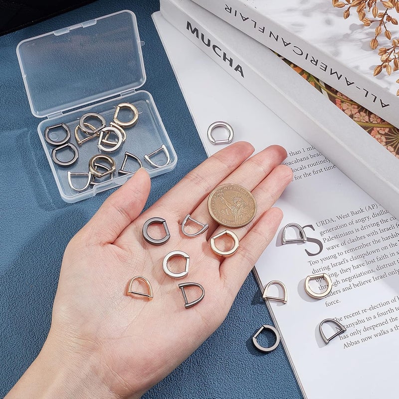 klarako 24 Pack Multi-Purpose Metal D-Rings , 6 Styles Semi-Circular D Ring 0.3 Inch Horseshoe U Shape Dee Ring Key Holder Purse Ring Buckle Hardware for Hand DIY Leather Craft Keychain Accessories - Image 2