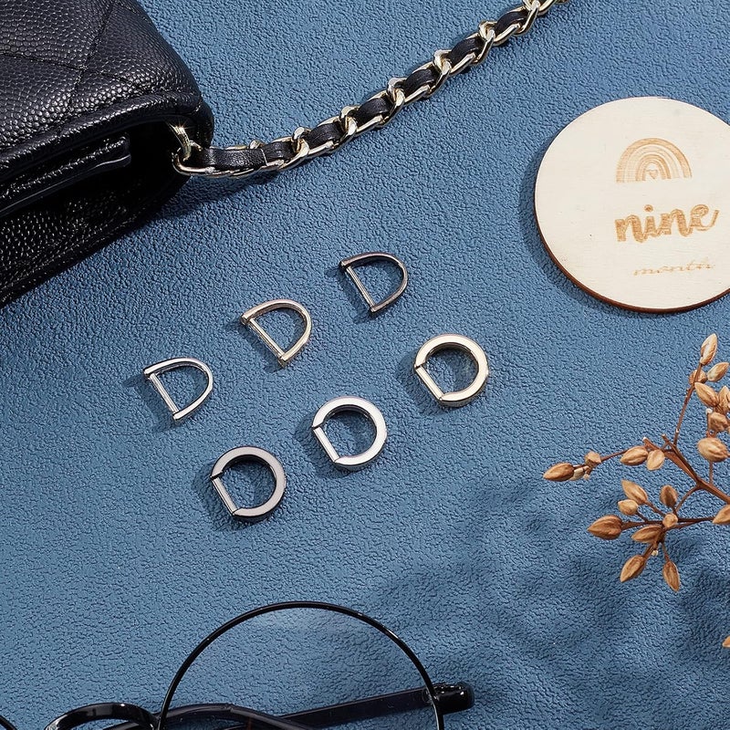 klarako 24 Pack Multi-Purpose Metal D-Rings , 6 Styles Semi-Circular D Ring 0.3 Inch Horseshoe U Shape Dee Ring Key Holder Purse Ring Buckle Hardware for Hand DIY Leather Craft Keychain Accessories - Image 4