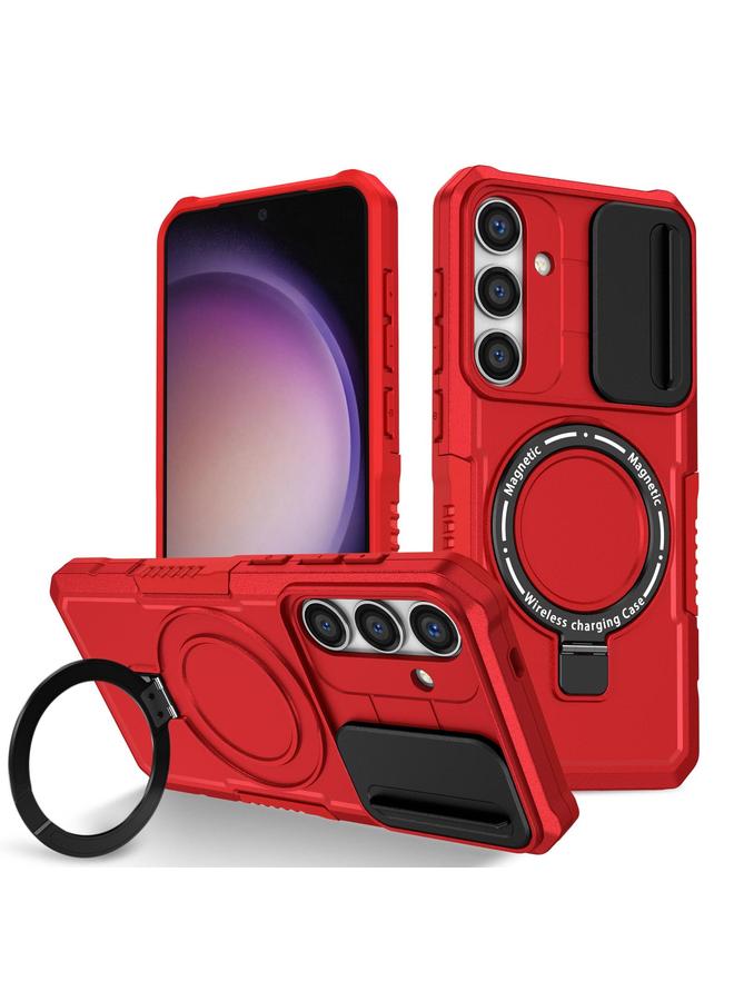 اس-توب جراب لهاتف Samsung Galaxy S25 5G مزود بحامل منزلق Camshield MagSafe مصنوع من مادة TPU الهجينة من الكمبيوتر الشخصي - Image 1