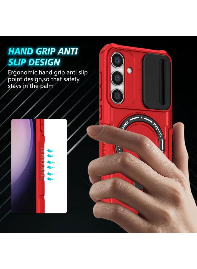 اس-توب جراب لهاتف Samsung Galaxy S25 5G مزود بحامل منزلق Camshield MagSafe مصنوع من مادة TPU الهجينة من الكمبيوتر الشخصي - Image 3