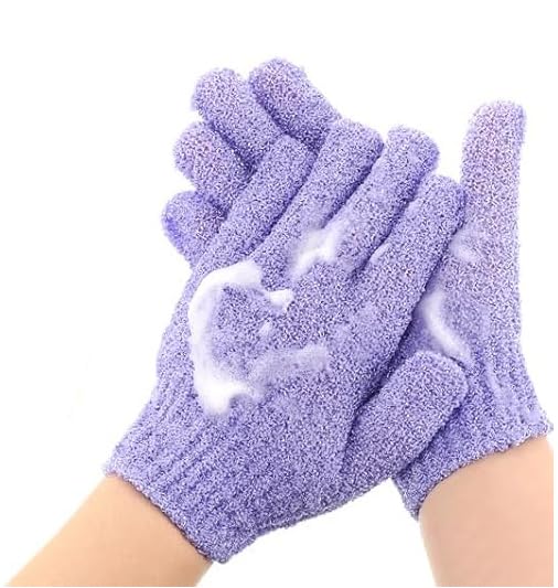 INOVERA (LABEL) Exfoliating Bathing Hand Gloves for Womens & Mens - Dead Skin Body Scrubbing,dual-Sided Cleaning Bath Glove (Purple -1 pair) - Image 4