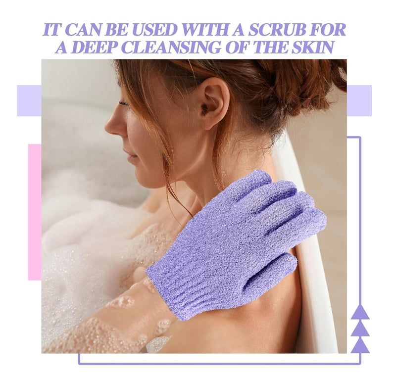 INOVERA (LABEL) Exfoliating Bathing Hand Gloves for Womens & Mens - Dead Skin Body Scrubbing,dual-Sided Cleaning Bath Glove (Purple -1 pair) - Image 5