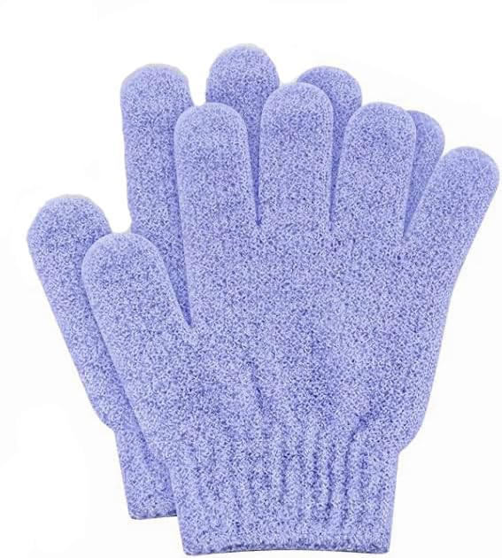 INOVERA (LABEL) Exfoliating Bathing Hand Gloves for Womens & Mens - Dead Skin Body Scrubbing,dual-Sided Cleaning Bath Glove (Purple -1 pair) - Image 1