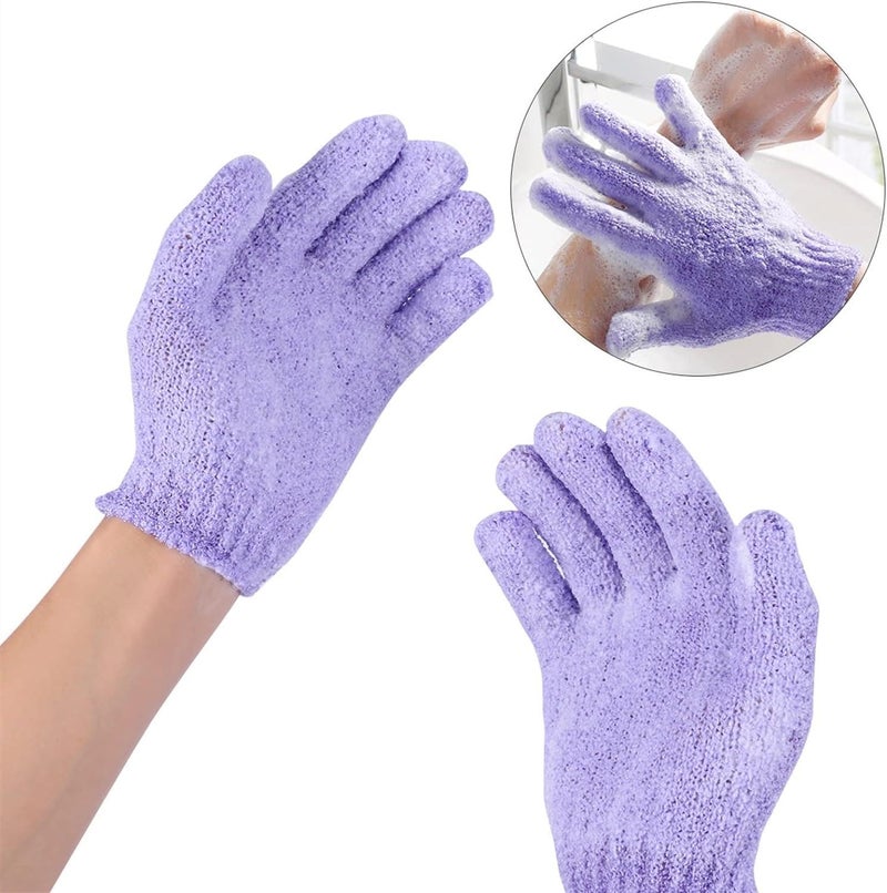 INOVERA (LABEL) Exfoliating Bathing Hand Gloves for Womens & Mens - Dead Skin Body Scrubbing,dual-Sided Cleaning Bath Glove (Purple -1 pair) - Image 3