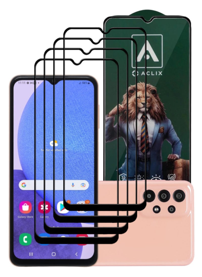 ACLIX 4 Pieces Antistatic ESD Dustproof Premium Quality High Definition Tempered Glass Screen Protector Designed For Samsung Galaxy A23 - Image 1