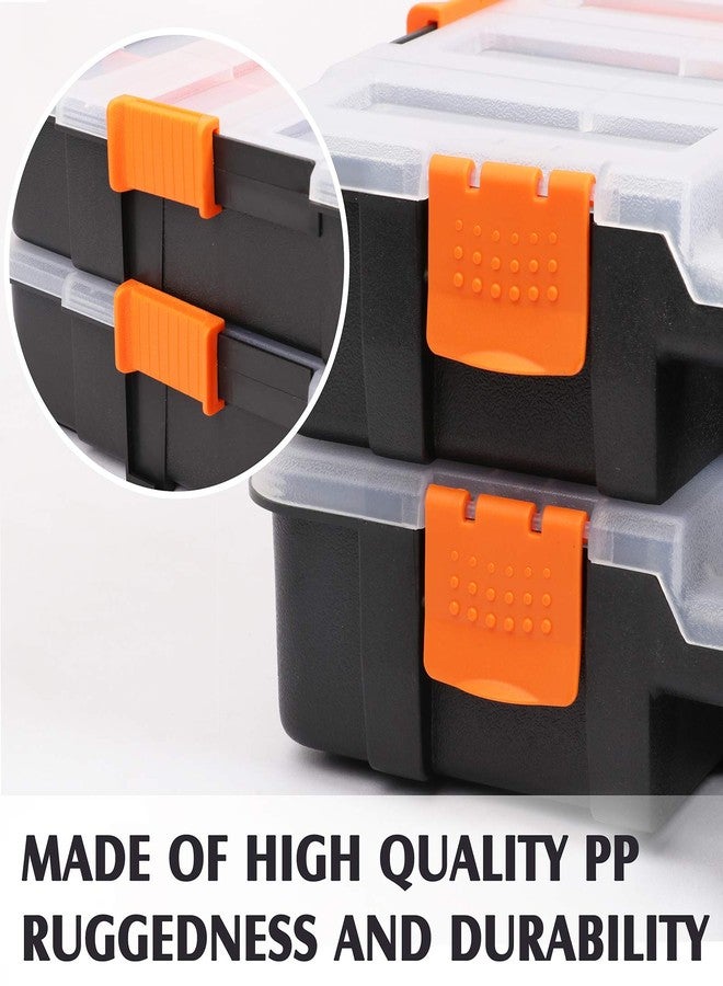 MIXPOWER 15-inch 2pcs Toolbox Organizer Sets, 20 Removable Dividers, Durable Plastic Box, Excellent for Screws, Nuts, Small Parts, 34-Compartment Black/Orange 2 Pieces Set - Image 4