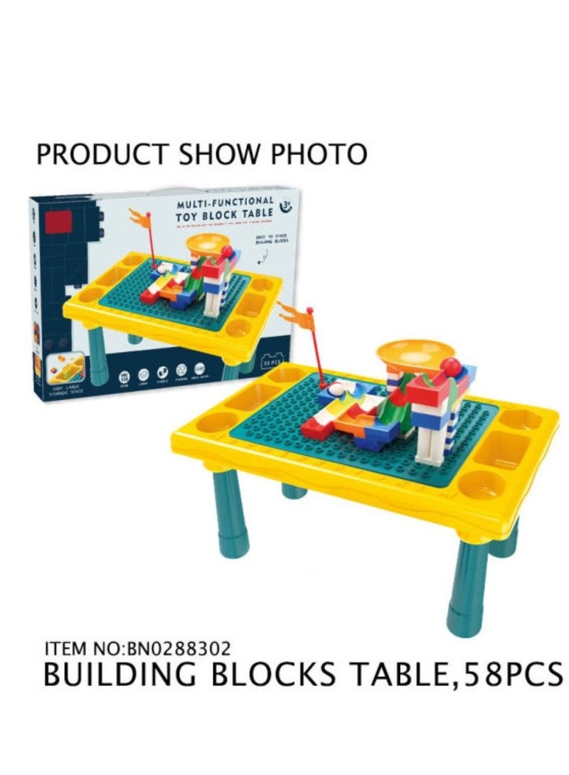 YONGHUIDA طاولة مكعبات ألعاب متعددة الوظائف للأطفال، دراسة تعليمية متعددة الوظائف وطاولة أنشطة متعددة مع كرسي. - Image 3