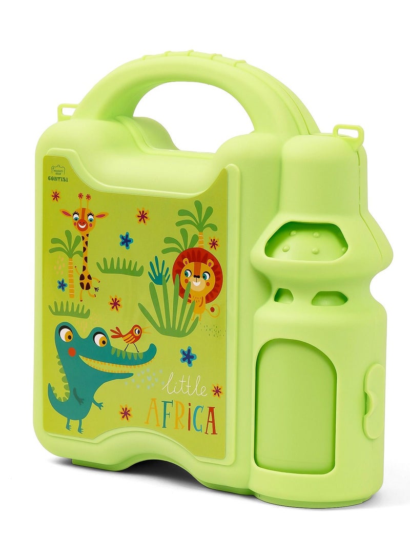 Eazy Kids Lunch Box wt Bottle - Green - Image 1