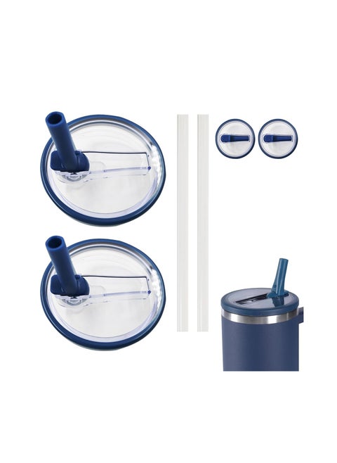 2-Pack Stanley Quencher Replaceable Lids, 40 oz Capacity, Spill-Proof Reusable Stanley Mug Lids (Dark Blue)