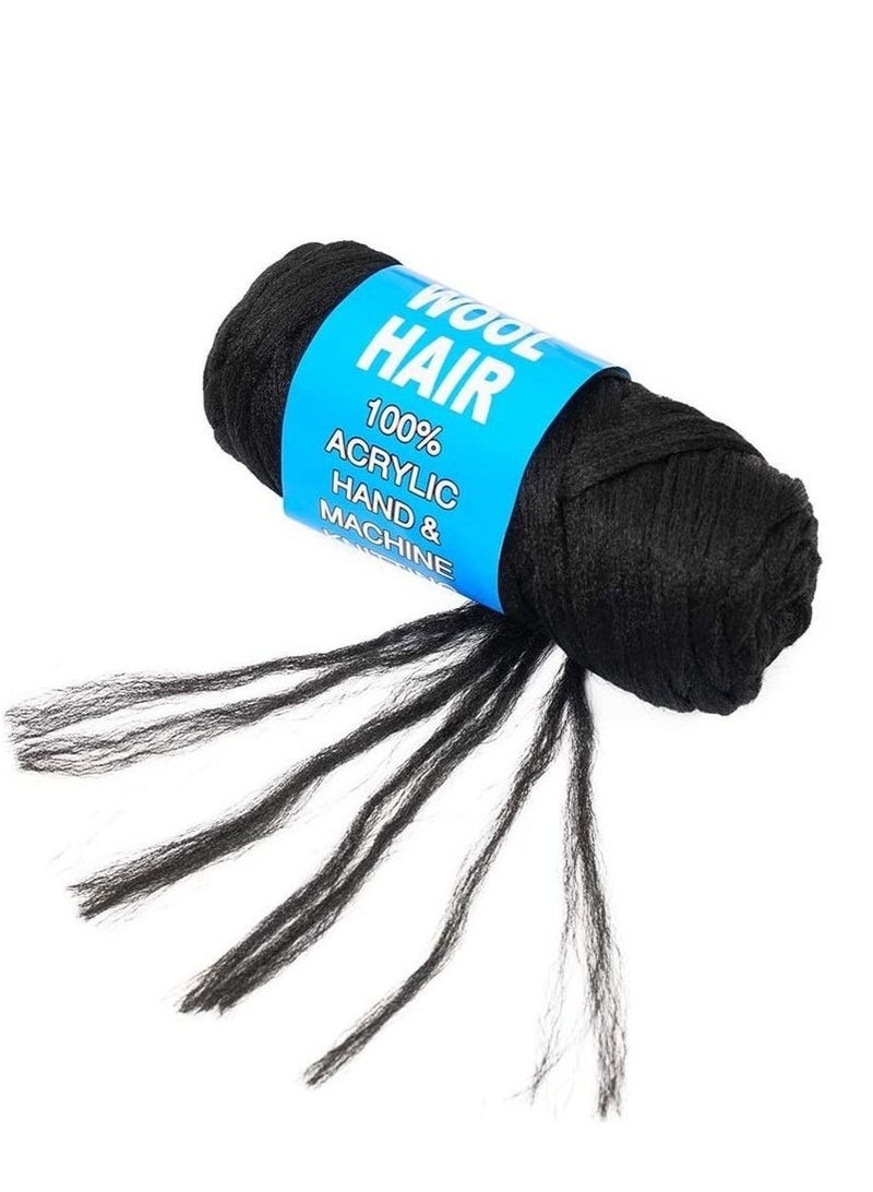 5 Pack Brazilian Wool Hair Yarns Wool Yarns For Hair Jumbo Braids Hair Attachment Senegalese Wool Hair Braids For Weaving Black - Image 2