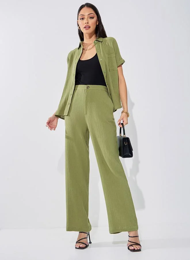 Styli Cotton Regular Fit Extended Shoulder Shirt