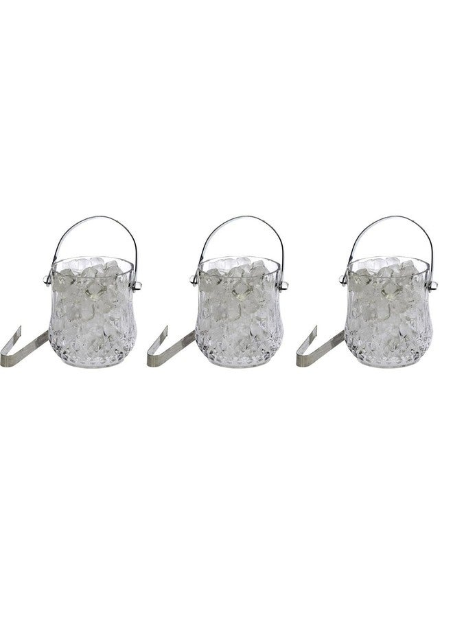 1st Time Ice Bucket with Handle for Bar, Restaurants, Home & Café, Clear, 13.5 x 13.5 x 13.5 CM, 1000 Ml, Pack of 3- J3 - Image 1