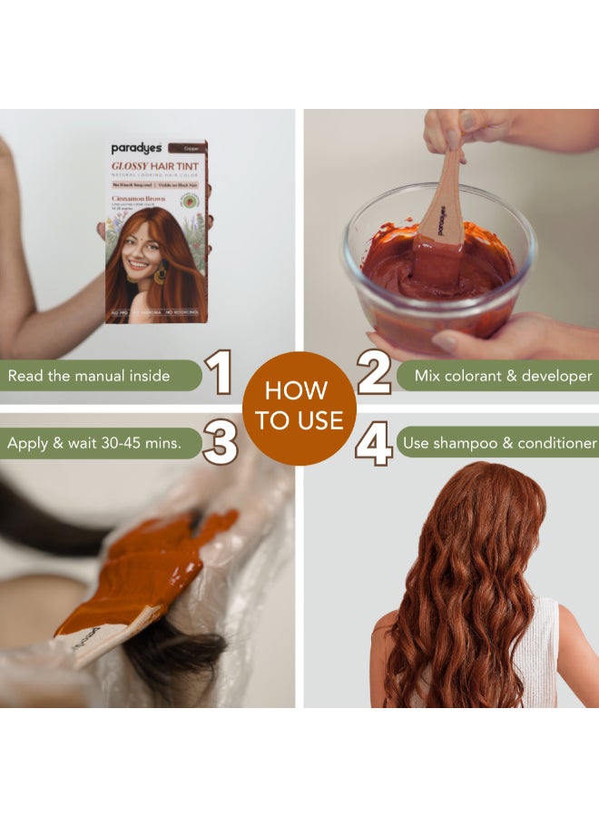 Paradyes No Bleach Cinnamon Brown Glossy Hair Tint, Ammonia-Free Formula for Natural Black Hair, Visible on Natural Black Hair, Includes Anti-Fade Conditioner for Long-Lasting Shine, 233 grams - Image 5