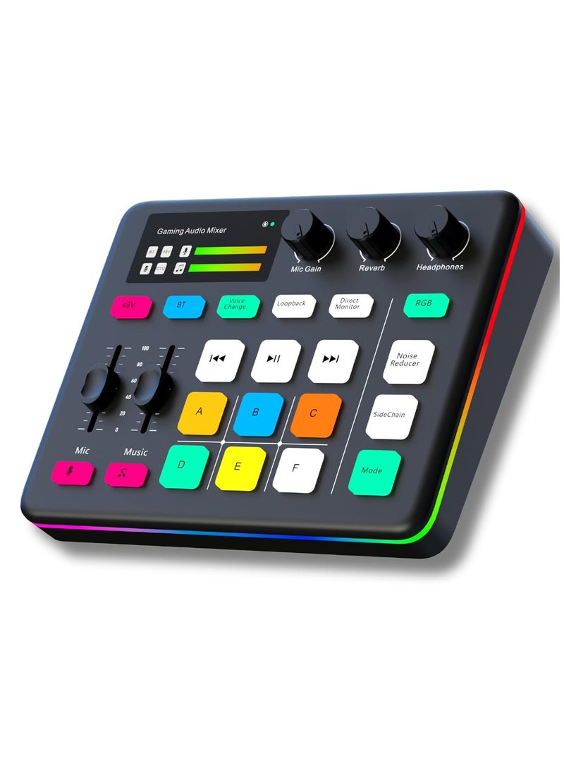 Generic Game audio interface, Pro preamplifier with 48V slide power, speech converter and DJ mixer effect, RGB lighting, suitable for live broadcasting, podcasting, recording, streaming compatibility, game  - Image 1
