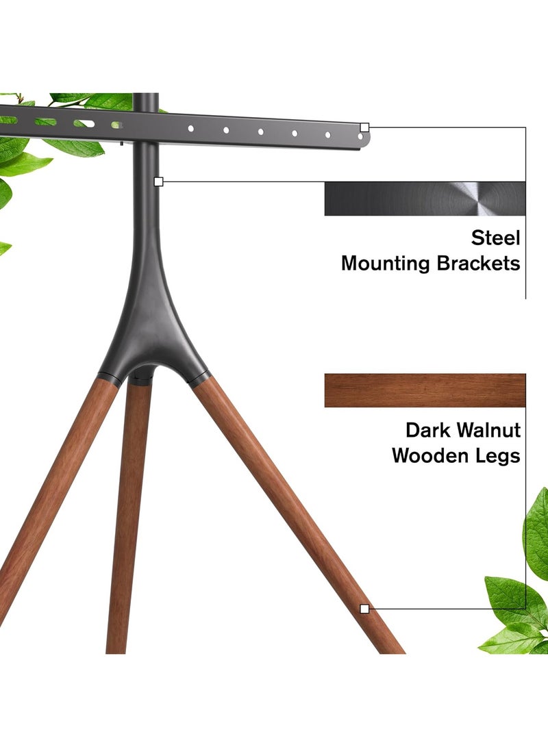 TIGER Easel TV Stand with Tripod Base for 47-70 Inch LED LCD OLED Flat Screens, Height Adjustable TV Floor Stand with Cable Ties, 180° Swivel Portable TV Mount for Bedroom, Living Room, Studio - Image 4