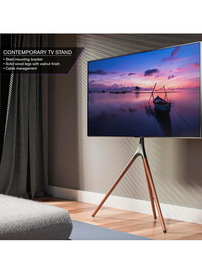 TIGER Easel TV Stand with Tripod Base for 47-70 Inch LED LCD OLED Flat Screens, Height Adjustable TV Floor Stand with Cable Ties, 180° Swivel Portable TV Mount for Bedroom, Living Room, Studio - Image 3