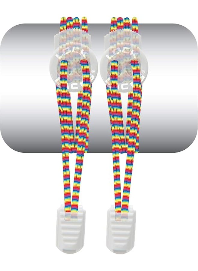 LOCK LACES Elastic No Tie Shoelaces, One Size Fits All, for Kids and Adults, Elastic No Tie Shoe Laces-Color: Rainbow - Image 1