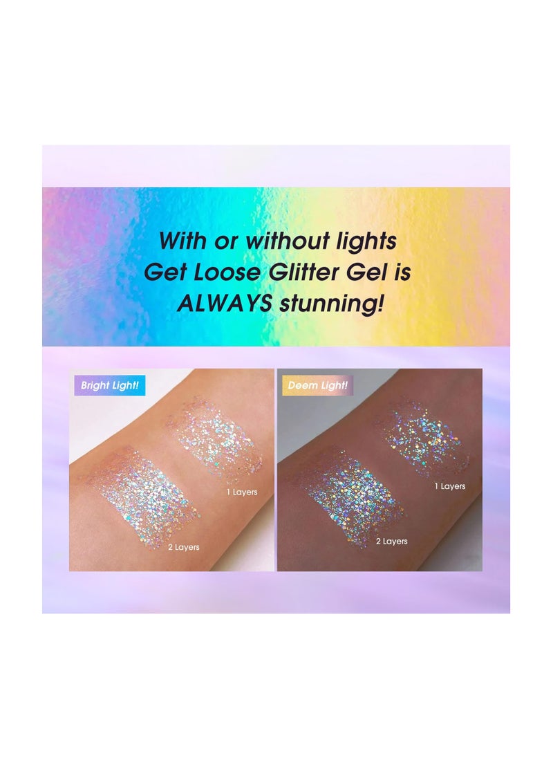 LANGMANNI Holographic Body Glitter Gel/Eyeshadow Cosmetic Grade for Body, Face, Hair and Lip. Colour-Changing Glitter Gel Under Light (L2301#02)  - Image 2